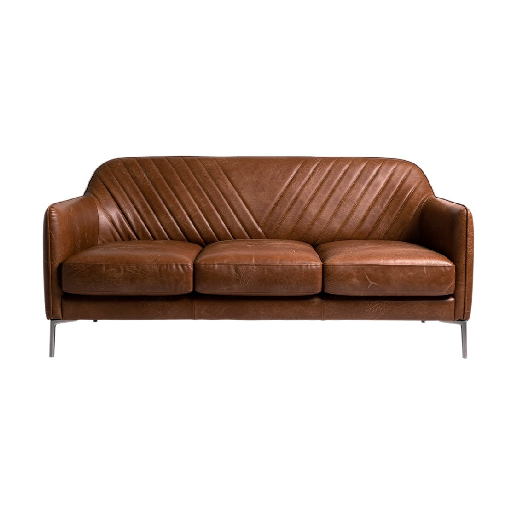 **Stylowy skórzany sofa z trzema miejscami siedzącymi i modnym designem**