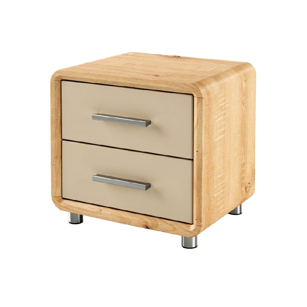 **Szafka nocna z drewna i tworzywa, 2 szuflady, nowoczesny design**